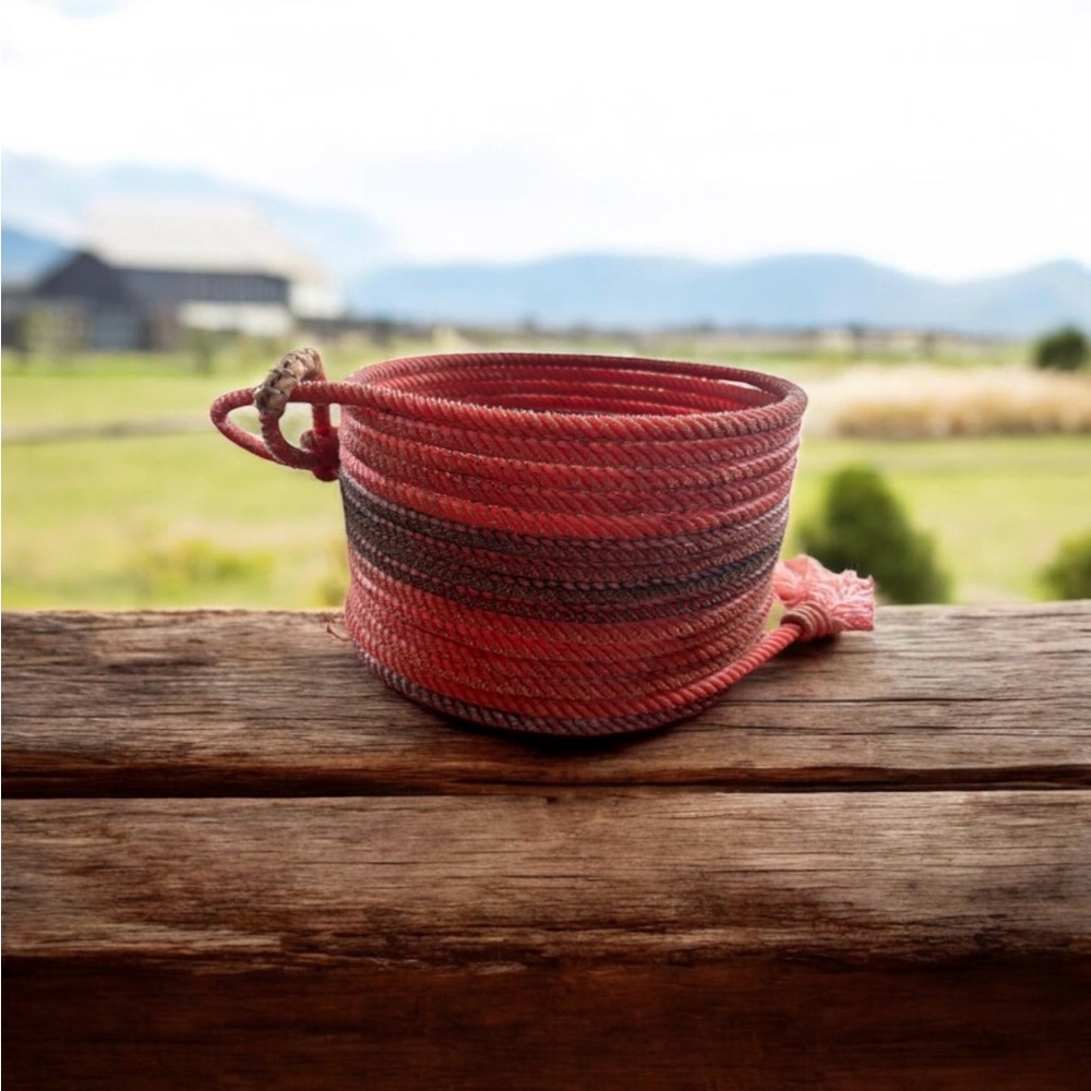 Handcrafted Red and Gray Rope Basket
